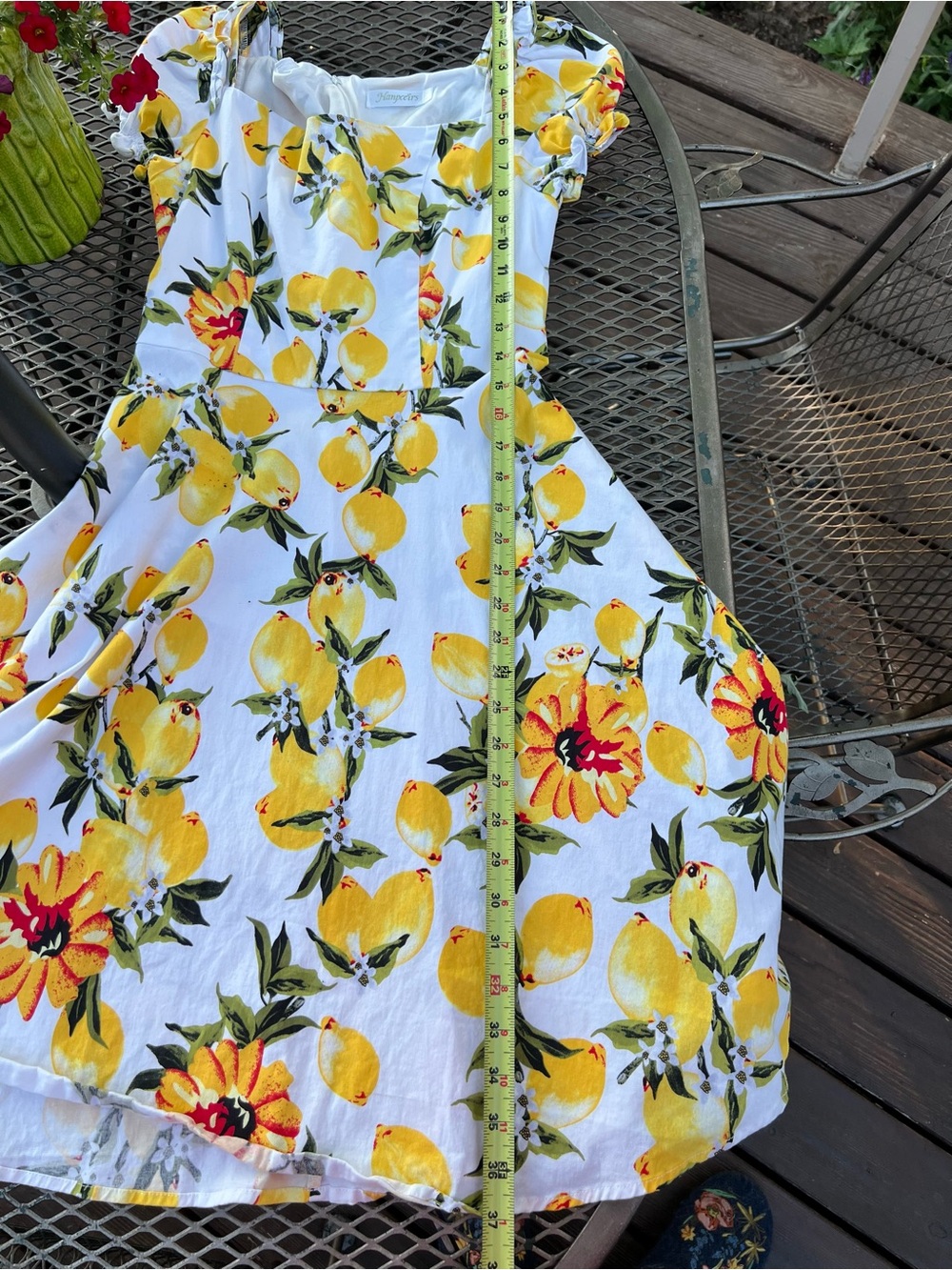 Hanpce’irs Retro Lemon/Floral Dress : Ruffle trim : Small puff Sleeve Size M - Picture 12 of 14